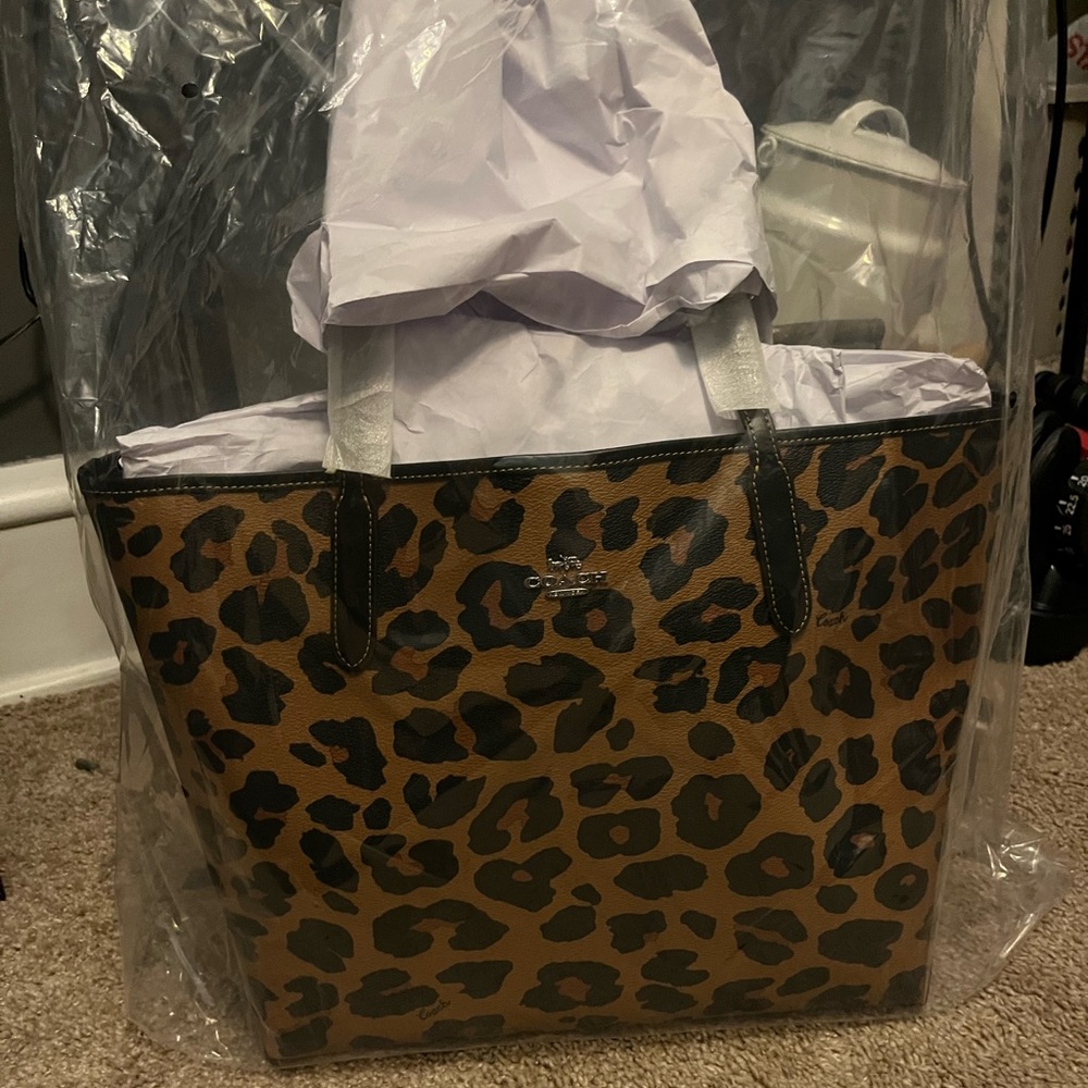 BNWT Leopard Coach Tote